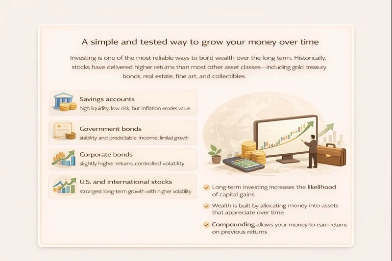 Illustration showing long-term investment growth.