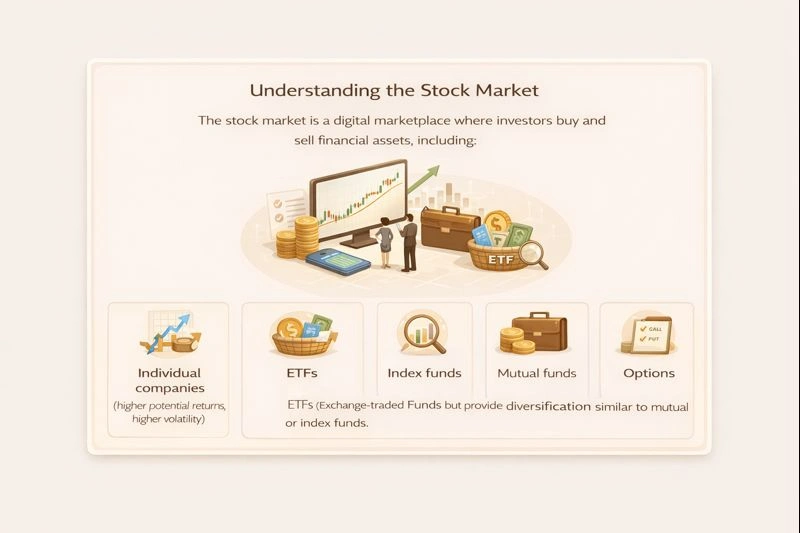 Visual overview of stock market assets and diversification.